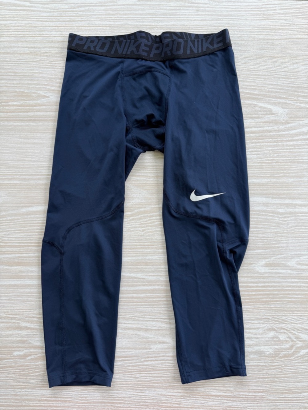 Nike Blue Compression Capri Tights with White Swoosh